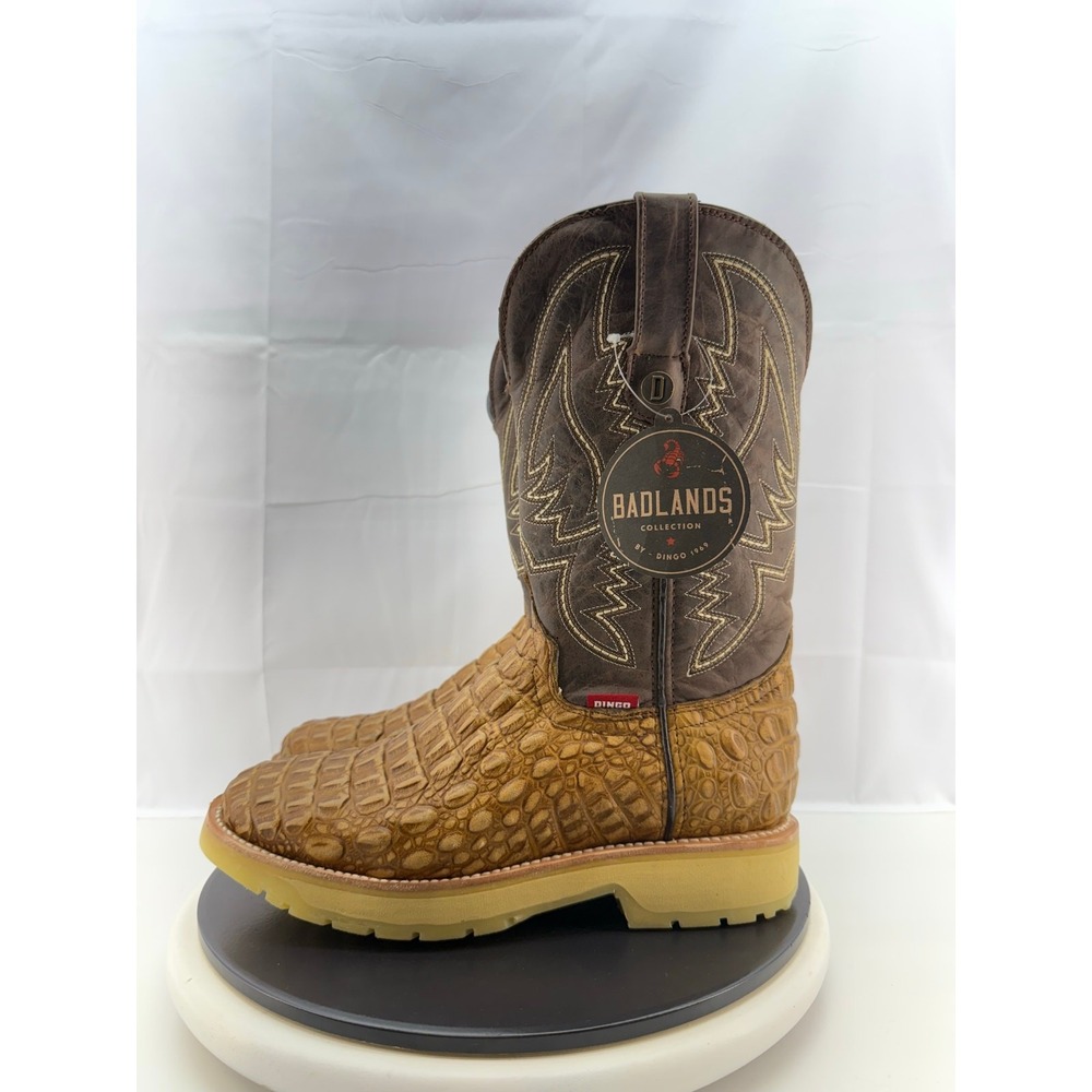 Dingo Death Valley Crocodile Mens Size 9.5D Brown‎ Western Boots Badlands DI608